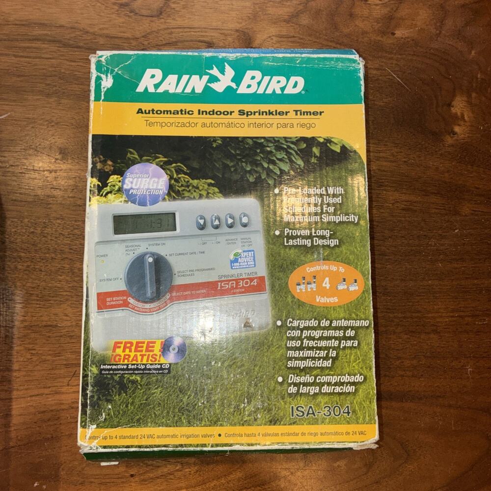 Brand New Open Box Rain‎ Bird Automatic Indoor Sprinkler Timer ISA304
